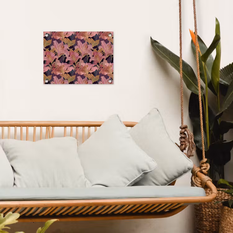 Lelies - Patroon - Roze - Goud tuinposter los doek klein 239 -sfeer7