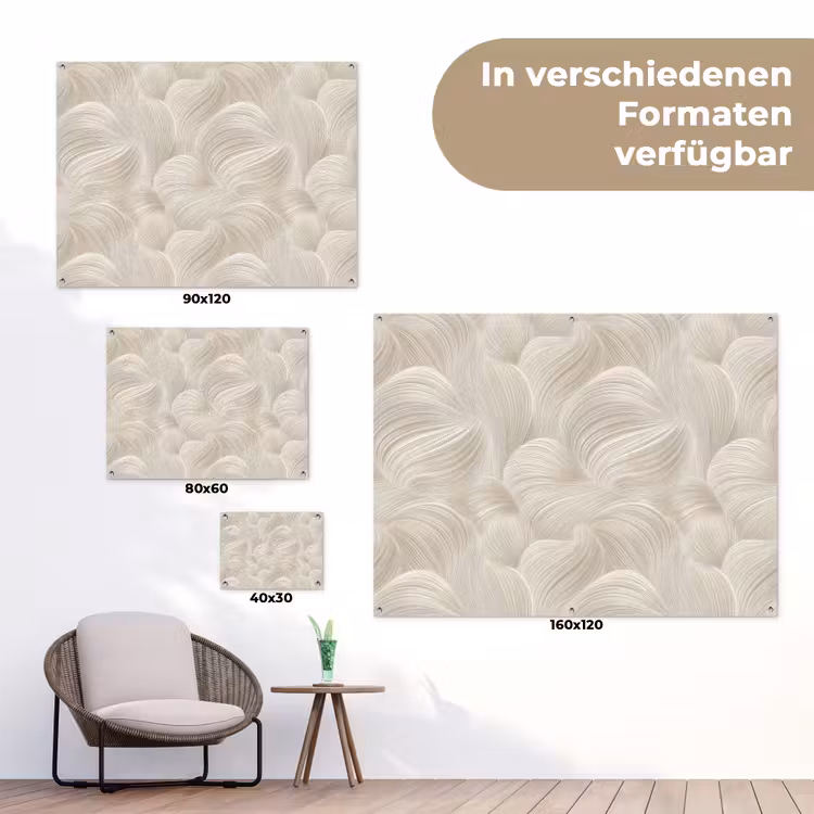 Lijnen - Waaier - Beige tuinposter los doek klein 239 -Xsfeer9_DE