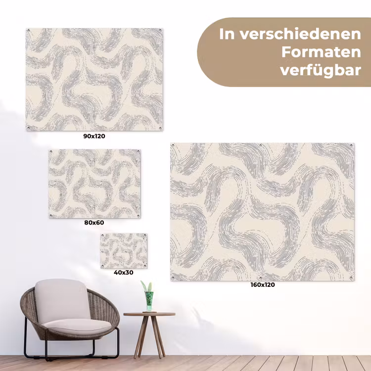 Lijnen - Patroon - Beige - Minimalistisch tuinposter los doek klein 239 -Xsfeer9_DE