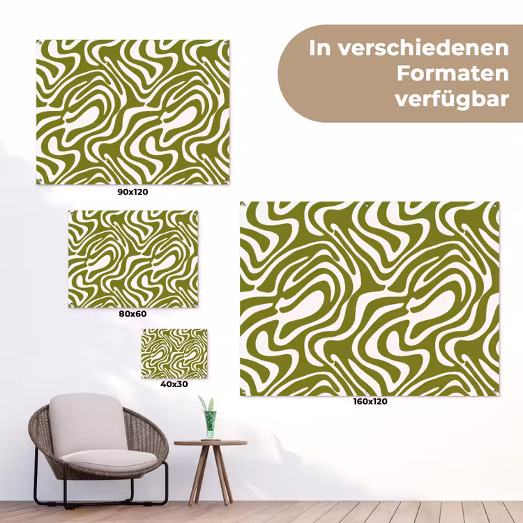 Lijnpatroon - Groen - Organisch tuinposter los doek klein 239 -Xsfeer9_DE