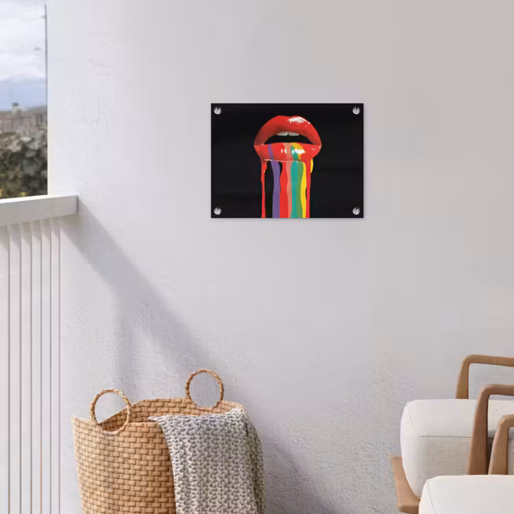 Lippen - Kleuren - Zwart tuinposter los doek klein -sfeer8