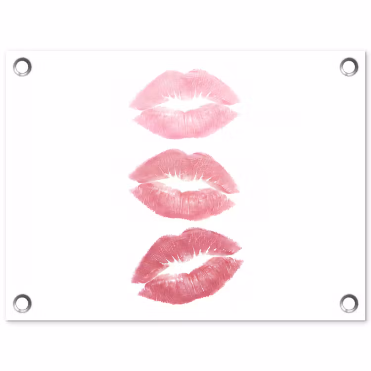 Lippen - Kusafdruk - Roze - Modern - Abstract tuinposter los doek klein -3d