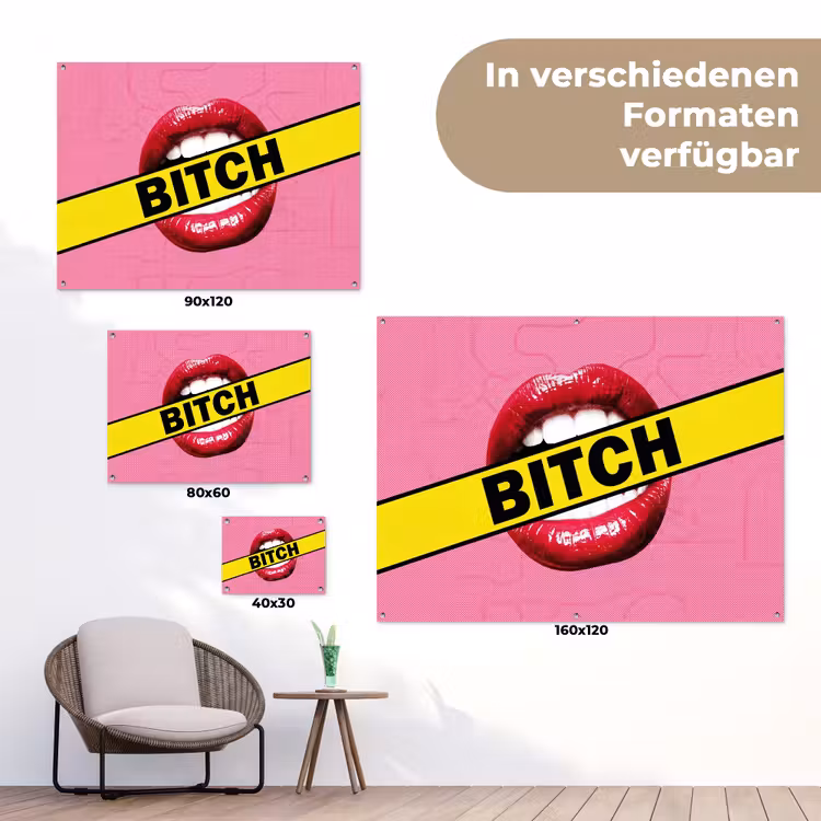 Lippen - Tekst - Kleurrijk tuinposter los doek klein -Xsfeer9_DE