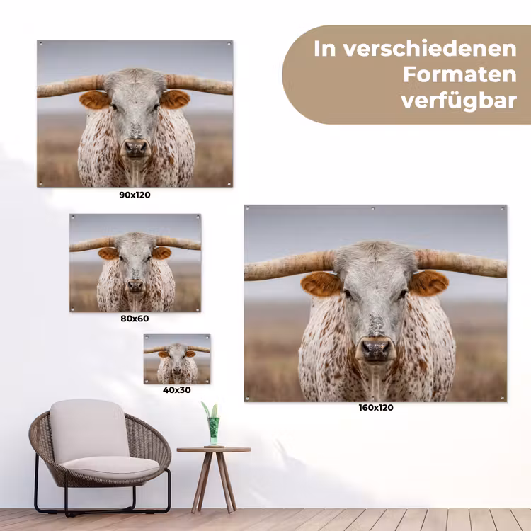 Longhorn - Grasveld - Dier tuinposter los doek klein -Xsfeer9_DE