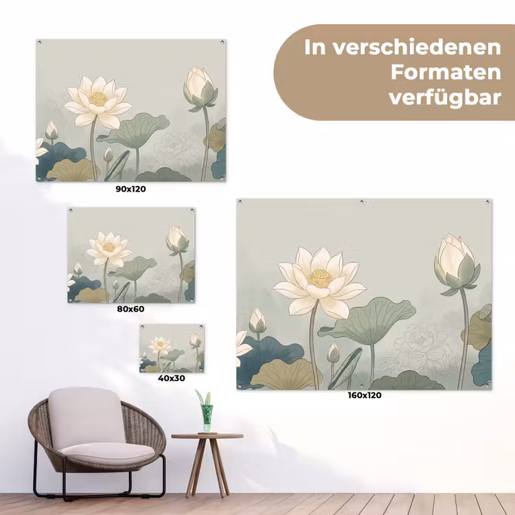 Lotus - Bloemen - Groen tuinposter los doek klein -Xsfeer9_DE