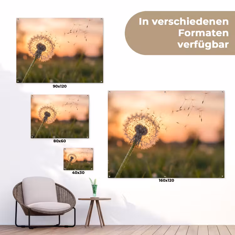 Paardenbloem - Zonsondergang - Veld tuinposter los doek klein -Xsfeer9_DE