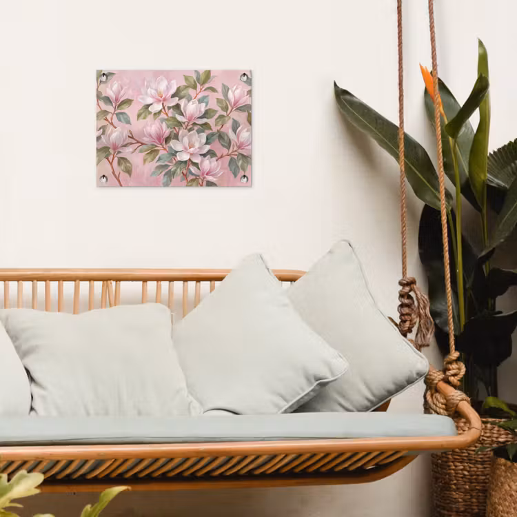 Magnolia's - Patroon - Roze tuinposter los doek klein -sfeer7