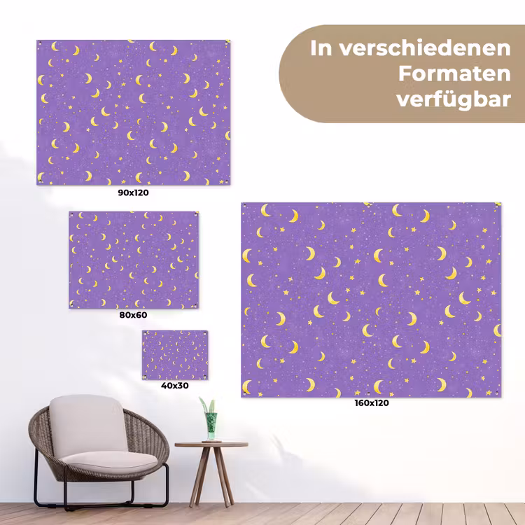 Manen - Sterren - Paars tuinposter los doek klein 239 -Xsfeer9_DE