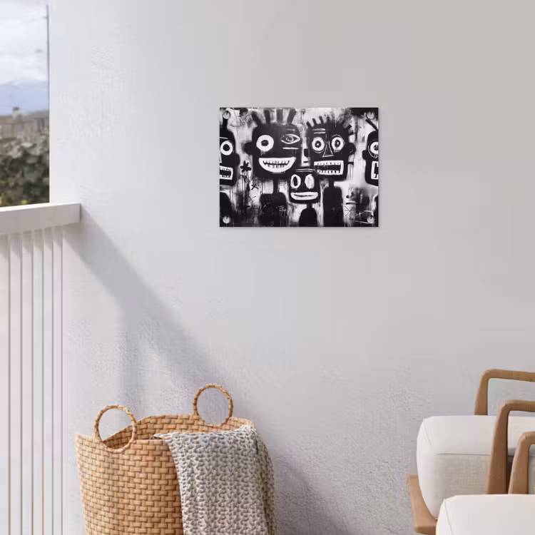 Schilderij - Figuren - Zwart - Abstract tuinposter los doek klein -sfeer8