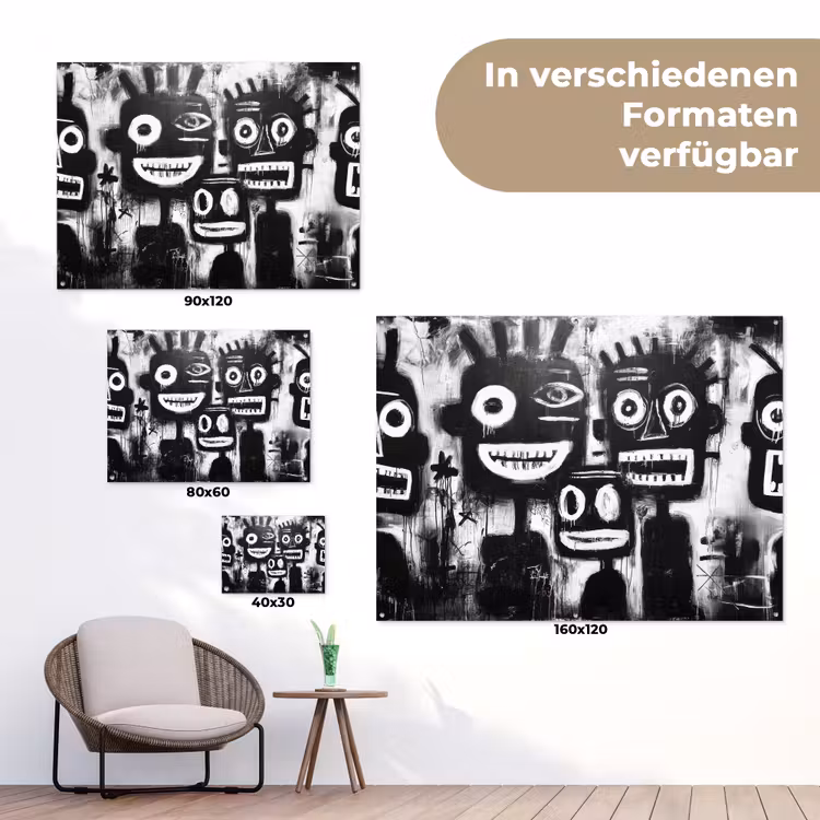 Schilderij - Figuren - Zwart - Abstract tuinposter los doek klein -Xsfeer9_DE