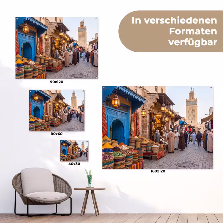 Gartenposter - Markt – Orientalisch – Farbenfroh - Markt - Oosters - Kleurrijk tuinposter los doek klein