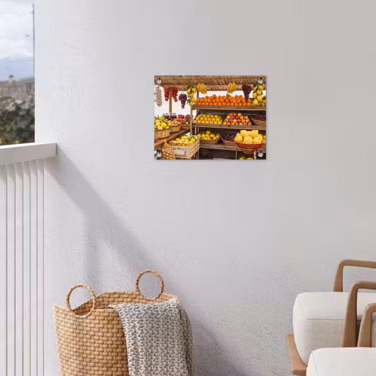 Gartenposter - Marktstand – Obst – Frisch - Marktkraam - Fruit - Vers tuinposter los doek klein