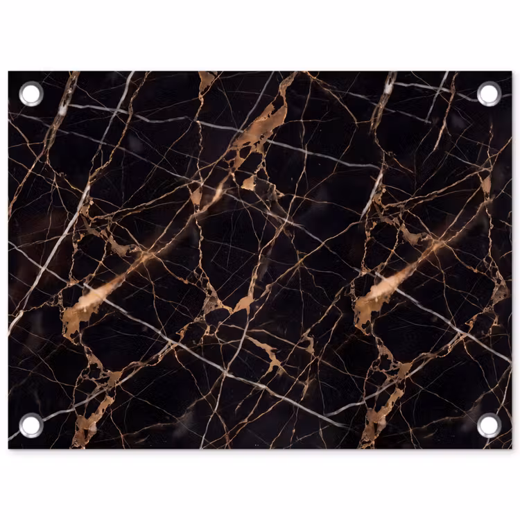 Marmer - Goud - Abstract - Zwart tuinposter los doek klein -3d