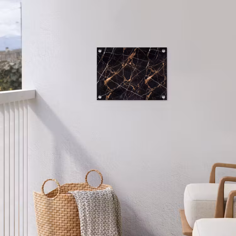 Marmer - Goud - Abstract - Zwart tuinposter los doek klein -sfeer8