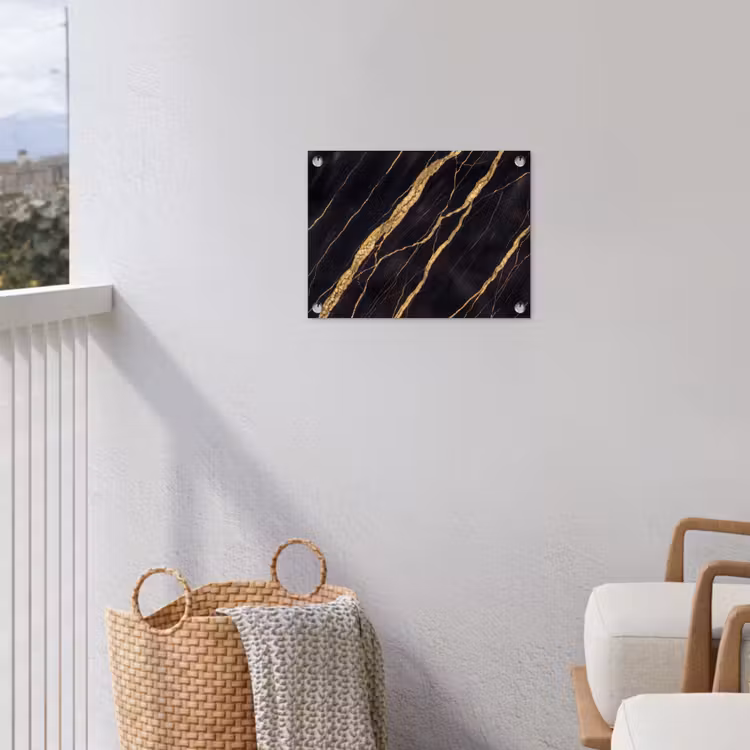 Marmer - Goud - Textuur - Abstract - Zwart tuinposter los doek klein -sfeer8