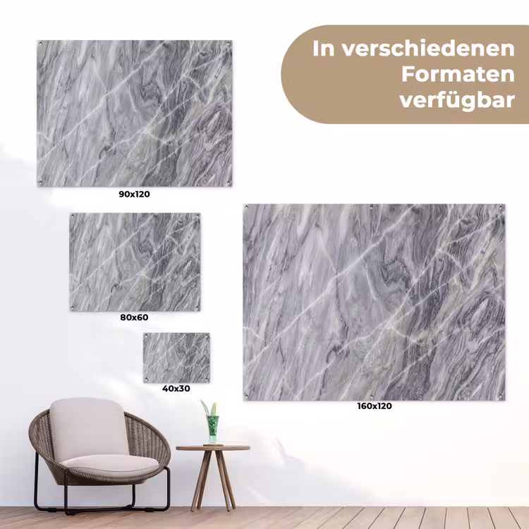 Marmer - Ader - Patroon - Abstract - Grijs tuinposter los doek klein -Xsfeer9_DE