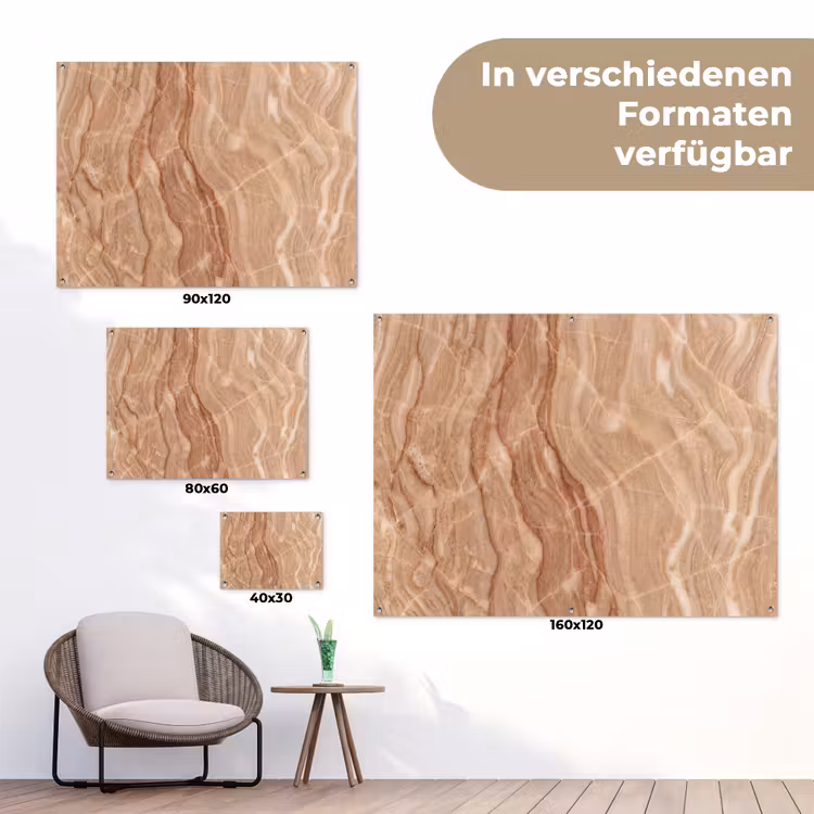 Marmer - Ader - Natuur - Abstract - Beige tuinposter los doek klein -Xsfeer9_DE