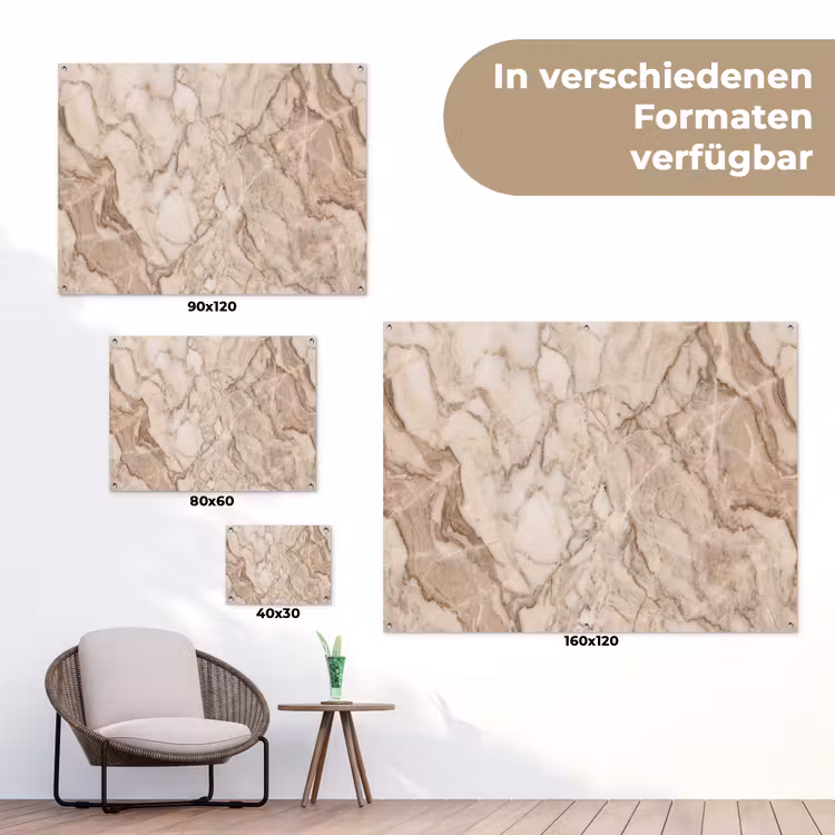 Marmer - Aderen - Textuur - Beige - Modern tuinposter los doek klein -Xsfeer9_DE