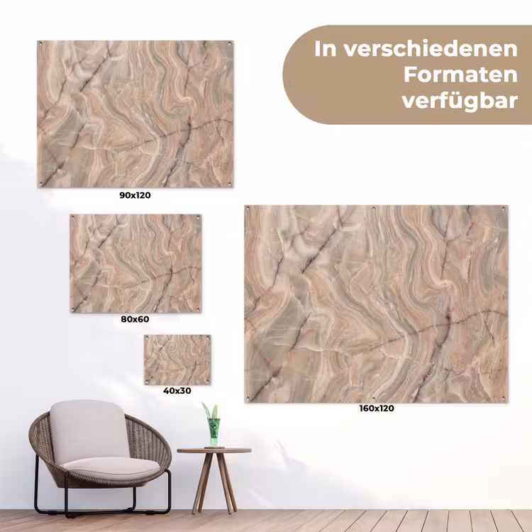 Marmer - Patroon - Abstract - Beige - Groen tuinposter los doek klein -Xsfeer9_DE