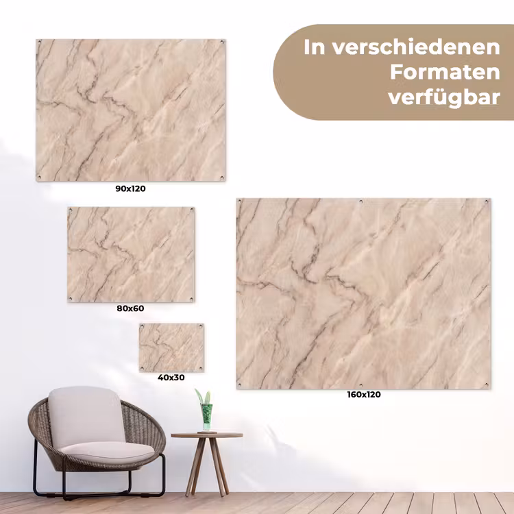 Marmer - Patroon - Abstract - Modern - Beige tuinposter los doek klein -Xsfeer9_DE
