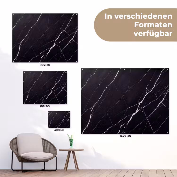 Marmer - Patroon - Abstract - Modern - Zwart tuinposter los doek klein -Xsfeer9_DE