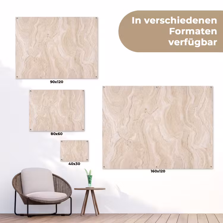 Marmer - Patroon - Beige - Steen - Abstract tuinposter los doek klein -Xsfeer9_DE
