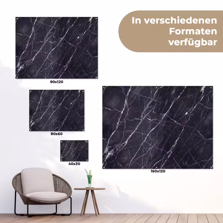 Marmer - Patroon - Modern - Zwart - Wit tuinposter los doek klein -Xsfeer9_DE