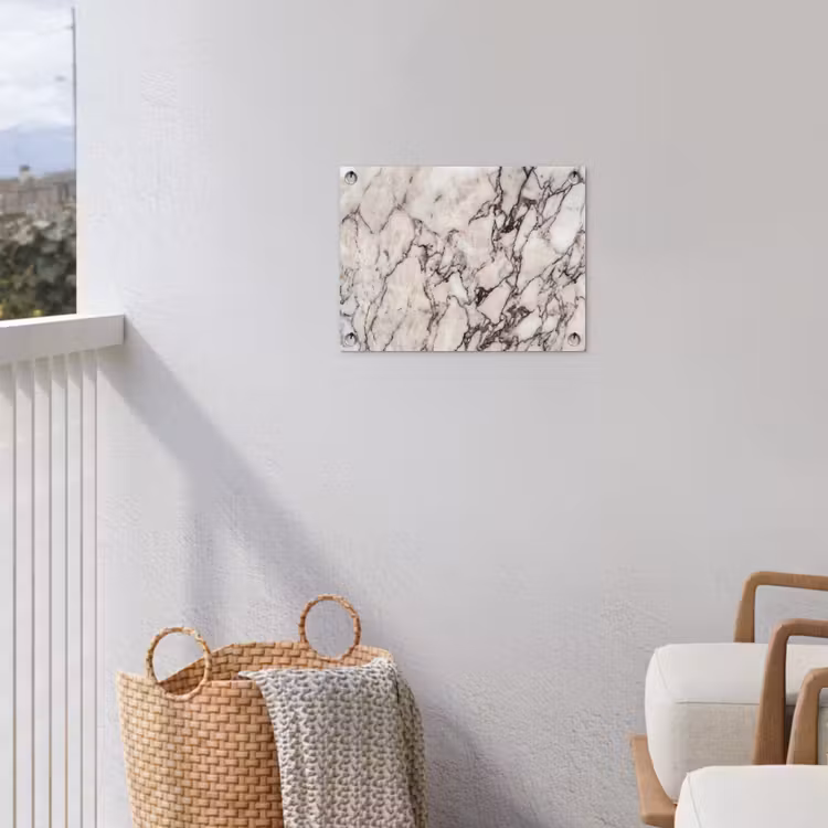Marmer - Textuur - Abstract - Wit - Bruin tuinposter los doek klein -sfeer8