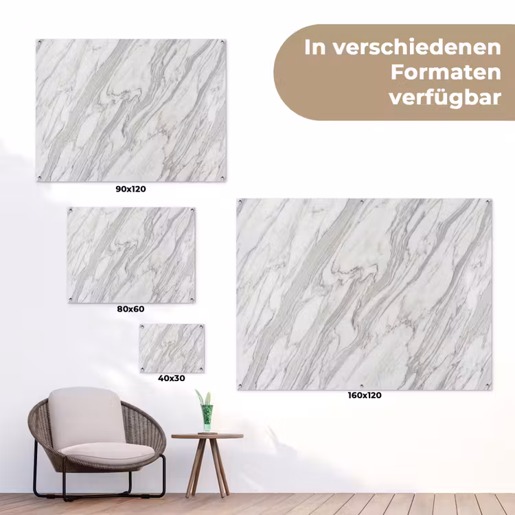 Marmer - Wit - Grijs - Structuur - Modern tuinposter los doek klein -Xsfeer9_DE