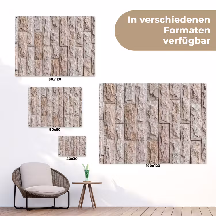 Muur - Steen - Ruw - Beige - Textuur tuinposter los doek klein -Xsfeer9_DE
