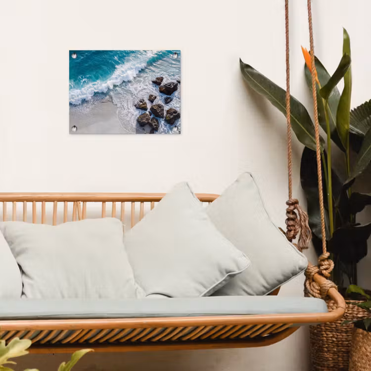 Zee - Golf - Strand - Natuur - Blauw tuinposter los doek klein -sfeer7