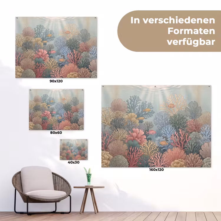 Zee - Koraal - Vis - Natuur - Kleurrijk tuinposter los doek klein -Xsfeer9_DE