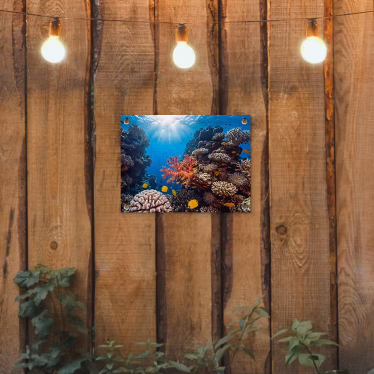 Zee - Koraalrif - Natuur - Levendig - Blauw tuinposter los doek klein -sfeer1