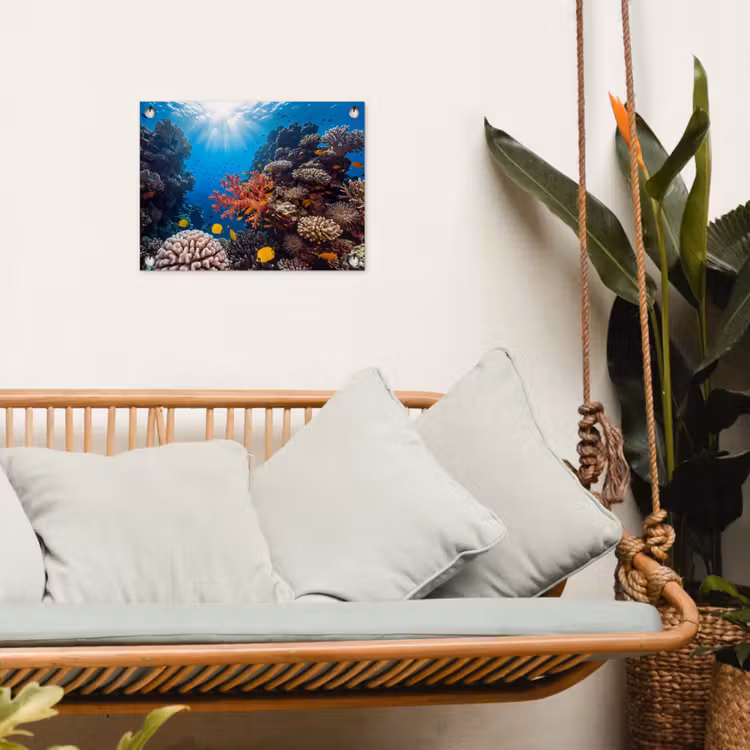 Zee - Koraalrif - Natuur - Levendig - Blauw tuinposter los doek klein -sfeer7