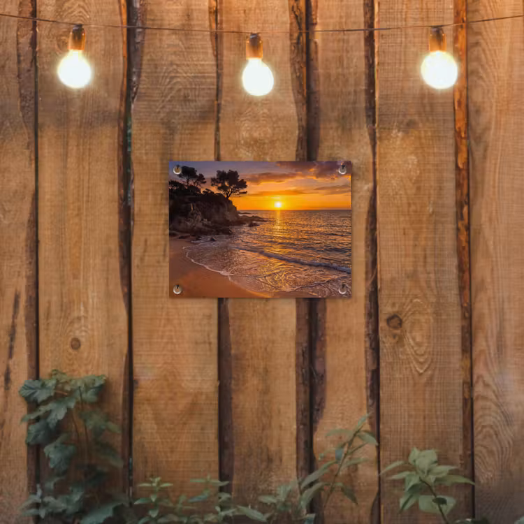Zee - Kust - Zonsondergang - Natuur - Oranje tuinposter los doek klein -sfeer1
