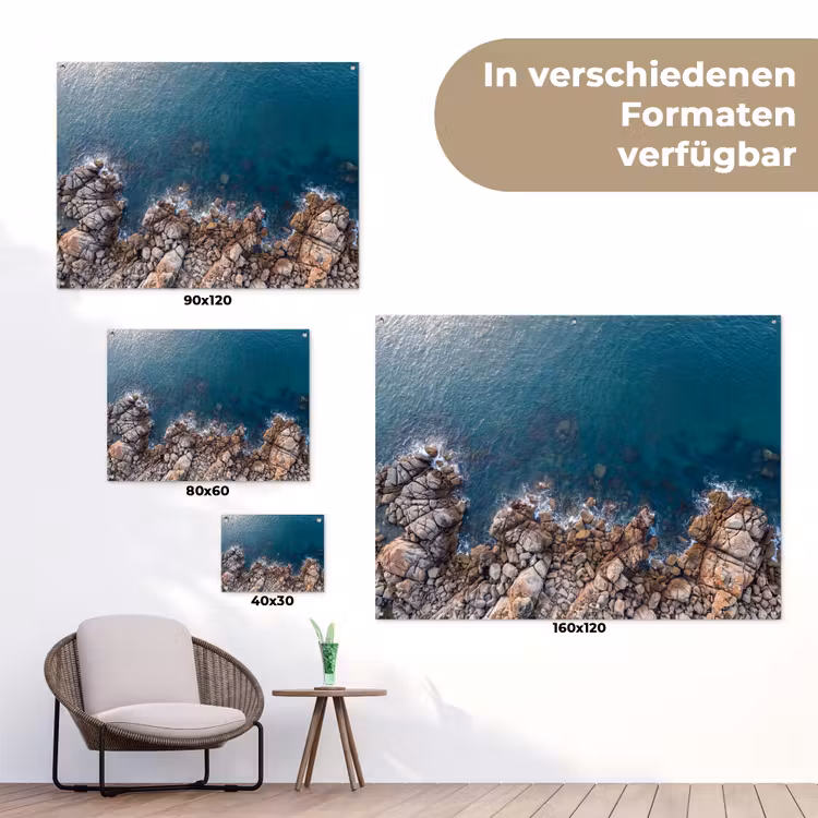 Zee - Kustlijn - Natuur - Abstract - Blauw tuinposter los doek klein -Xsfeer9_DE