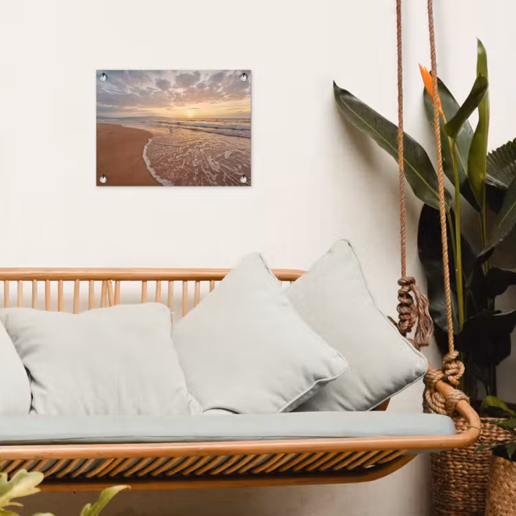 Zee - Kustlijn - Wolken - Landschap - Oranje tuinposter los doek klein -sfeer7