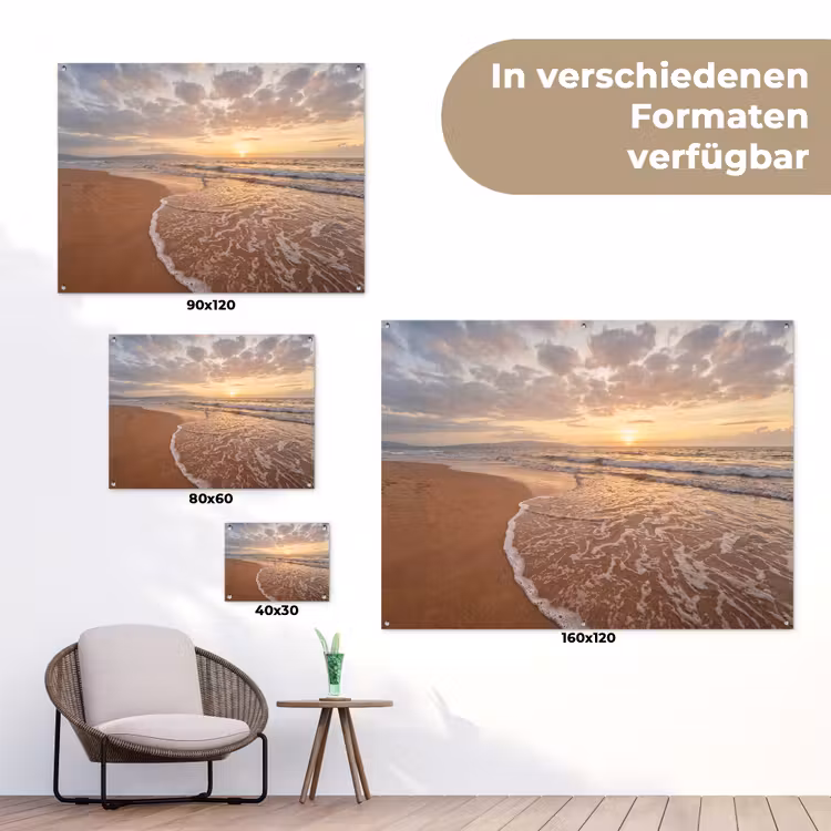 Zee - Kustlijn - Wolken - Landschap - Oranje tuinposter los doek klein -Xsfeer9_DE