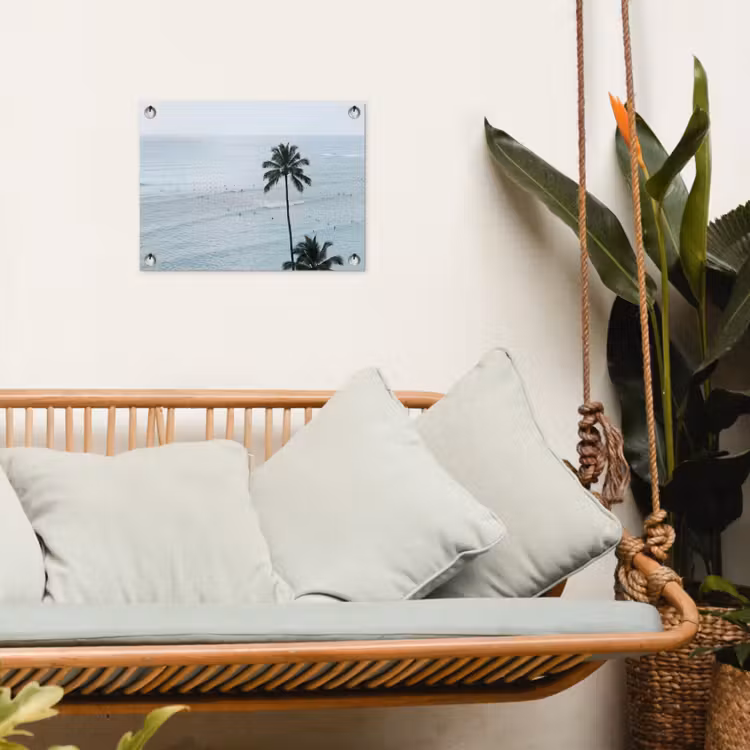 Oceaan - Palmbomen - Surfers tuinposter los doek klein -sfeer7