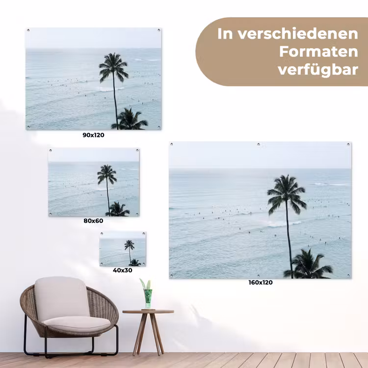 Oceaan - Palmbomen - Surfers tuinposter los doek klein -Xsfeer9_DE