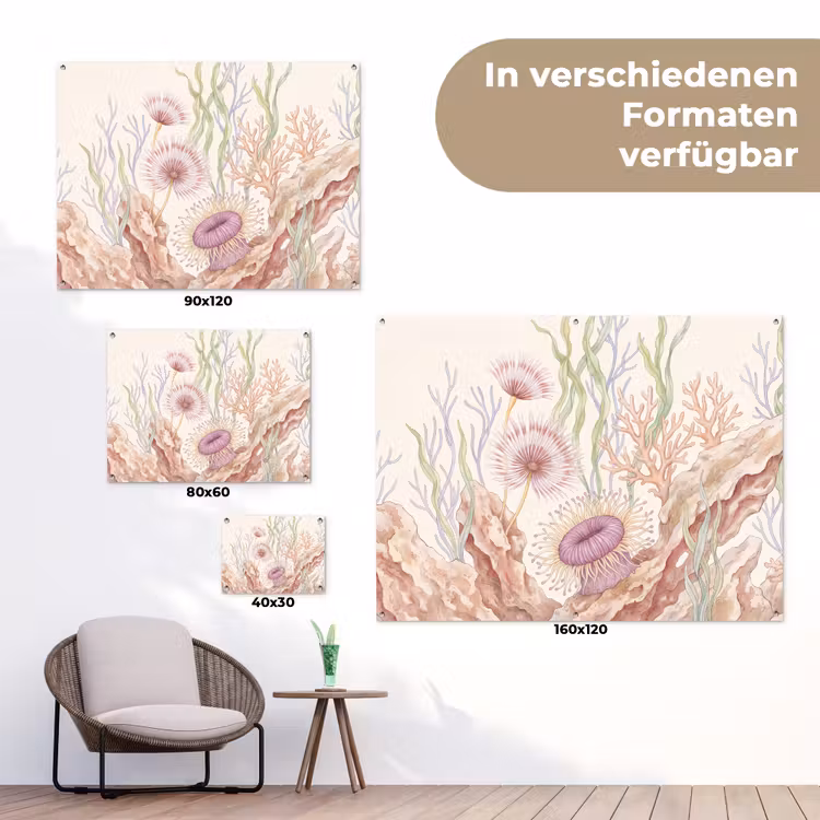 Zeeleven - Koraal - Onderwater - Illustratie - Kleurrijk tuinposter los doek klein -Xsfeer9_DE