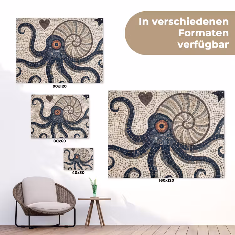 Zeeleven - Mozaïek - Kunst - Vintage - Beige tuinposter los doek klein -Xsfeer9_DE