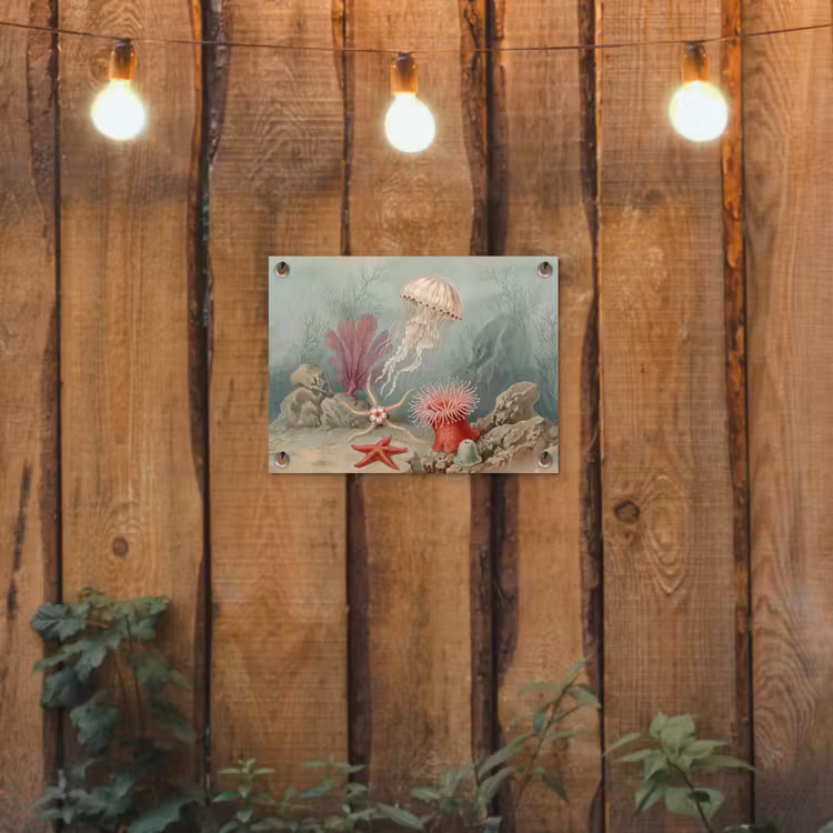 Zeeleven - Kwal - Onderwater - Illustratie - Beige tuinposter los doek klein -sfeer1