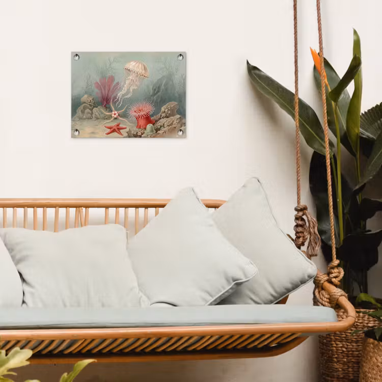 Zeeleven - Kwal - Onderwater - Illustratie - Beige tuinposter los doek klein -sfeer7