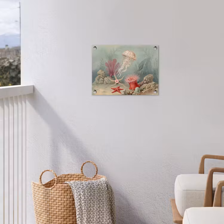 Zeeleven - Kwal - Onderwater - Illustratie - Beige tuinposter los doek klein -sfeer8