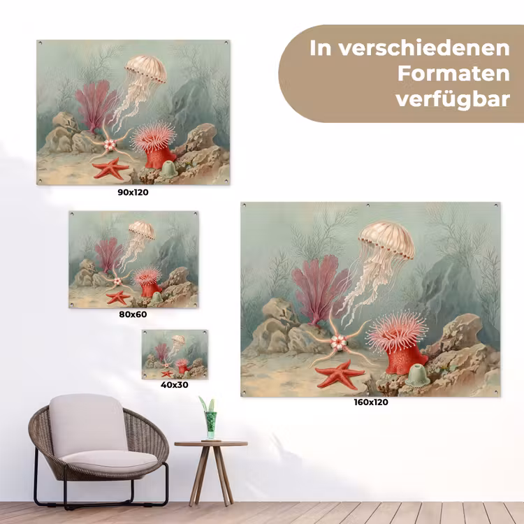 Zeeleven - Kwal - Onderwater - Illustratie - Beige tuinposter los doek klein -Xsfeer9_DE