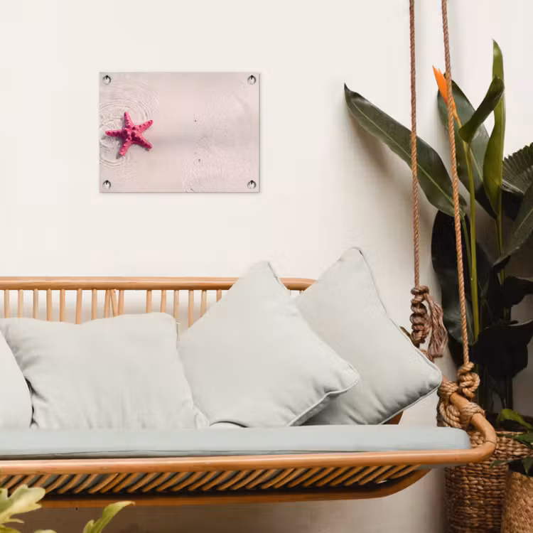 Zeeleven - Zeester - Strand - Roze - Water tuinposter los doek klein -sfeer7