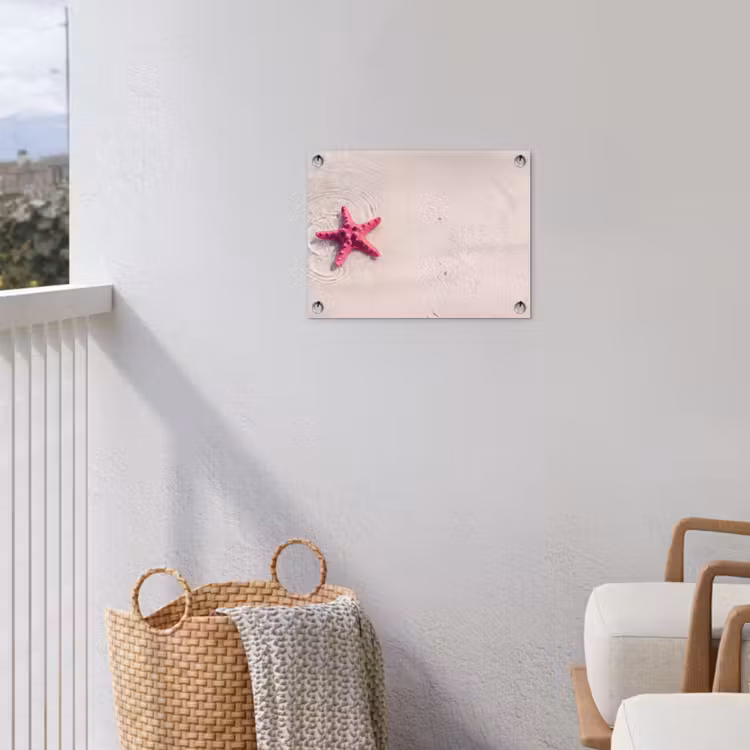 Zeeleven - Zeester - Strand - Roze - Water tuinposter los doek klein -sfeer8