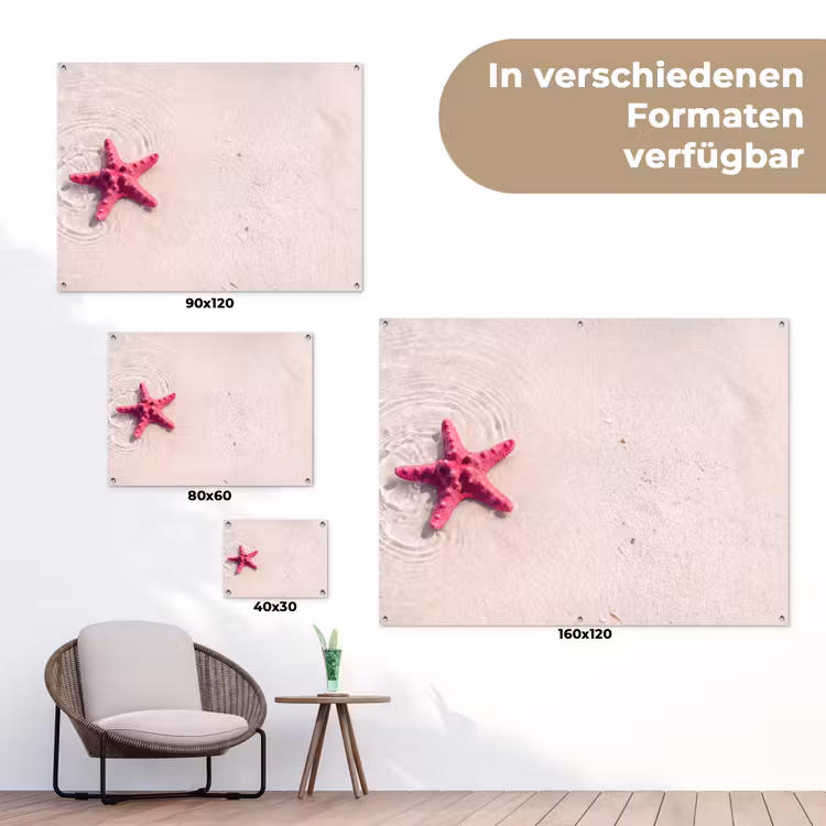 Zeeleven - Zeester - Strand - Roze - Water tuinposter los doek klein -Xsfeer9_DE
