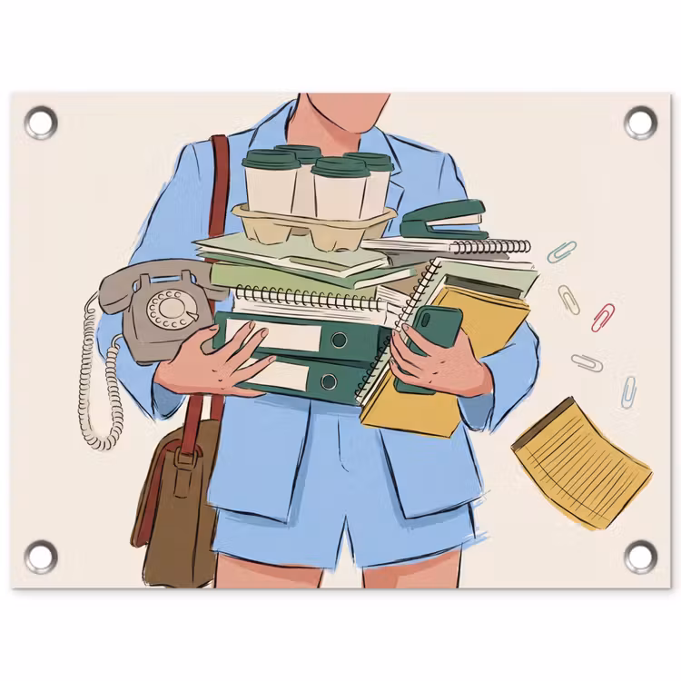 Mens - Kantoorartikelen - Werk - Modern tuinposter los doek klein -3d
